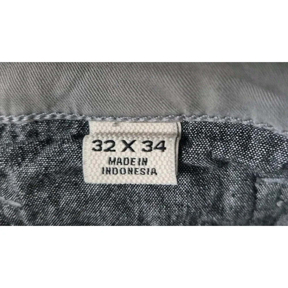Flint & Tinder 365 Chino Pants Men Sz 32x34 Gray 5-Pocket Tapered Stretch Washed